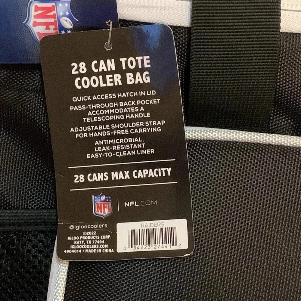 Las Vegas Raiders Insulated Cooler Tote Bag 28-Can New - Picture 6 of 8